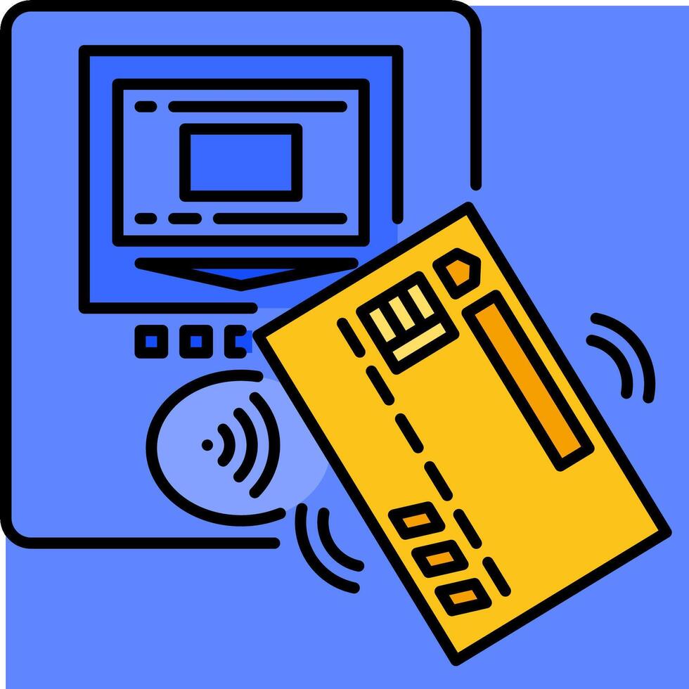 A credit card is being held by a machine vector