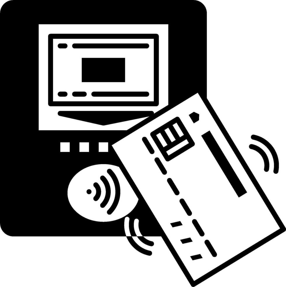 An atm machine with a card and a phone vector