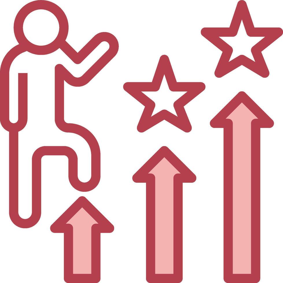 A man is climbing up an arrow with stars above him vector