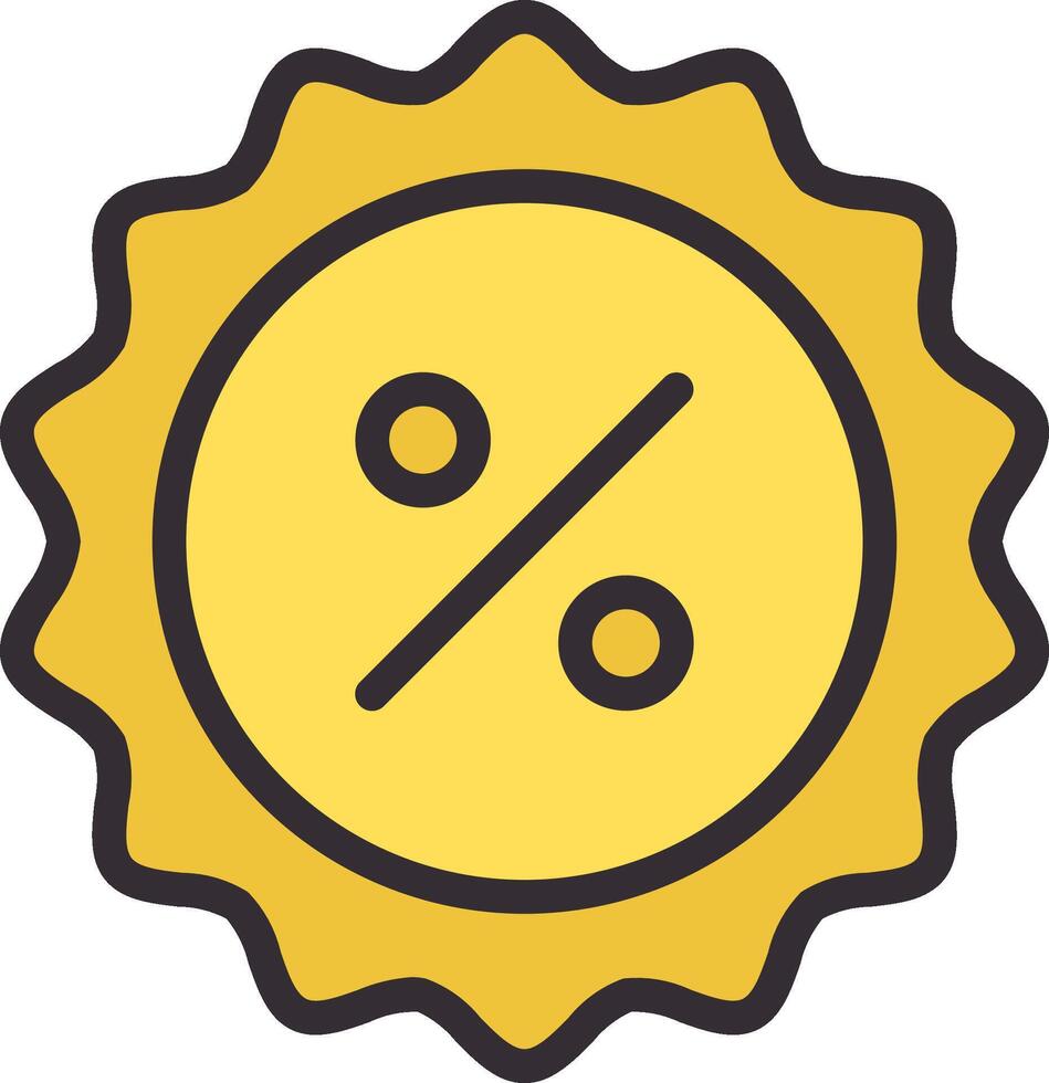 A yellow and black icon with a percentage sign vector