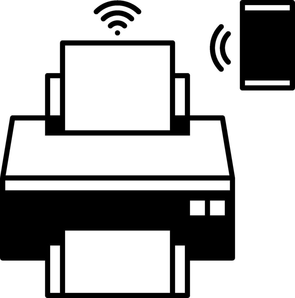 A printer and a cell phone are connected to a wifi vector