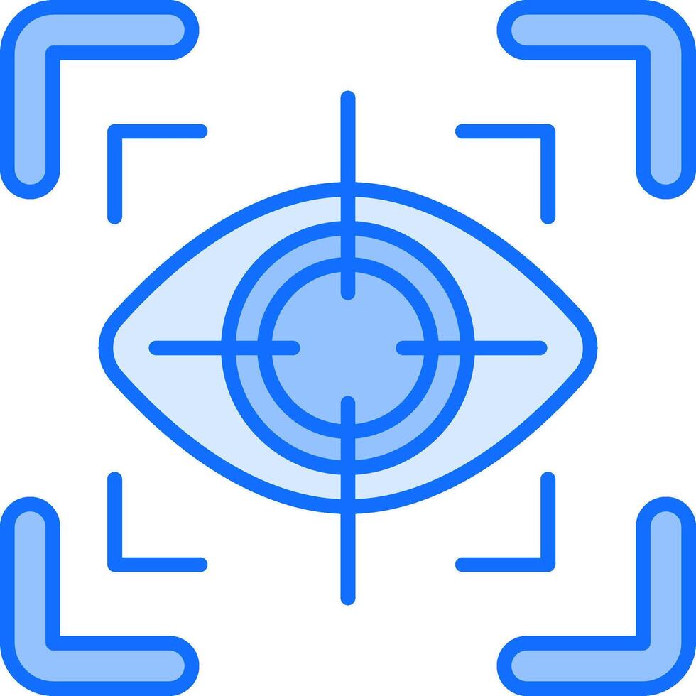 A blue icon with an eye and a cross vector