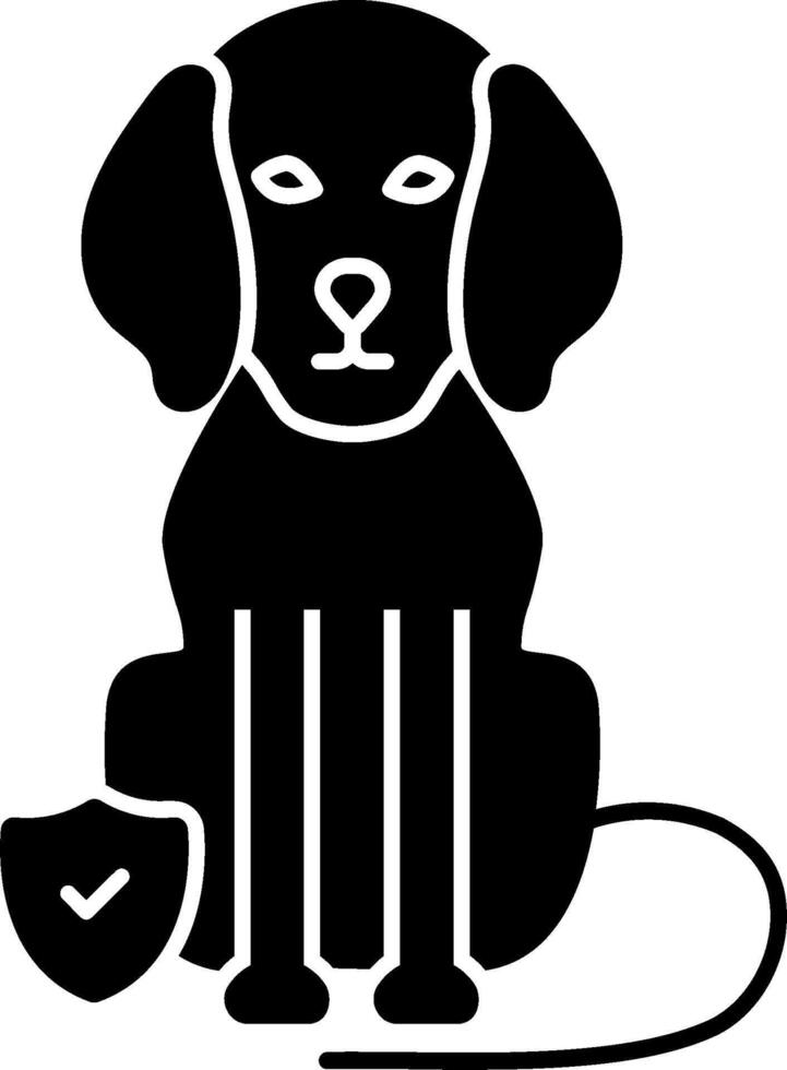 A black and white dog with a shield vector