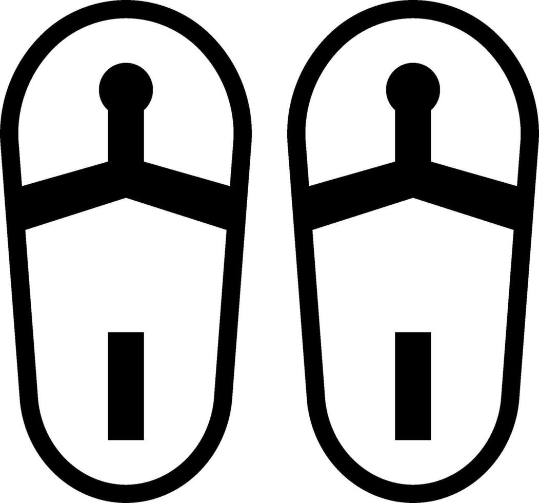 Two black and white flip flops with a white background vector