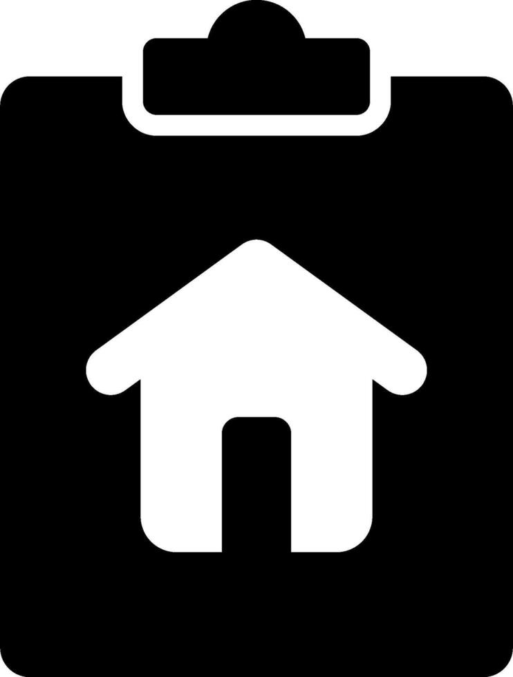 A black and white house icon on a clipboard vector