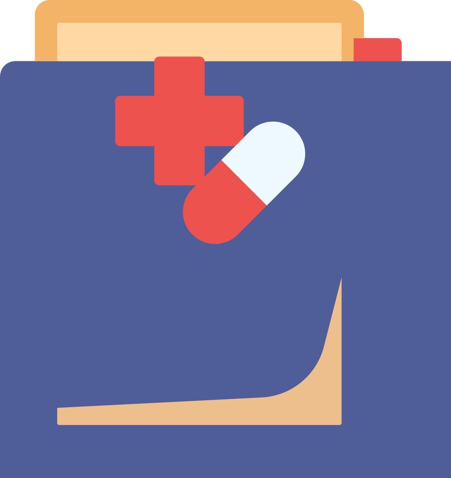 A blue folder with a pill and a cross on it vector