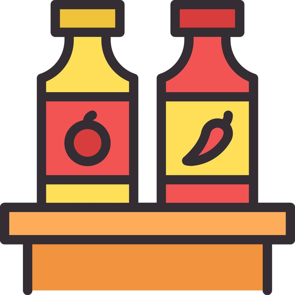 Two bottles of hot sauce on a shelf vector