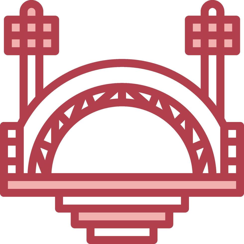 A red and white icon of a bridge vector
