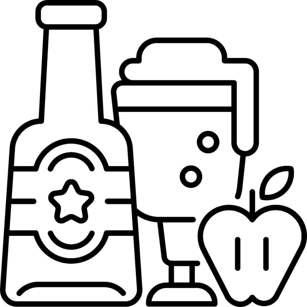 A black and white image of a drink and apple vector