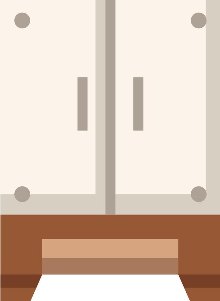 A cabinet with two doors and a drawer vector