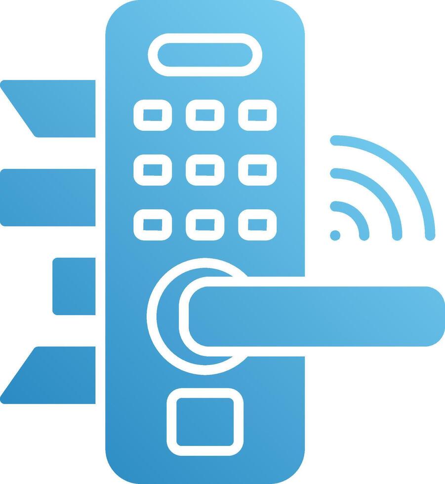 A blue door lock with a keypad and a key vector