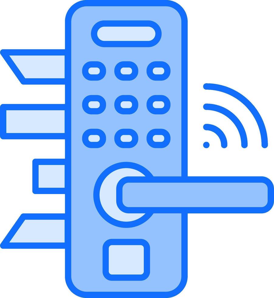 A blue electronic keypad with a keypad and a button vector