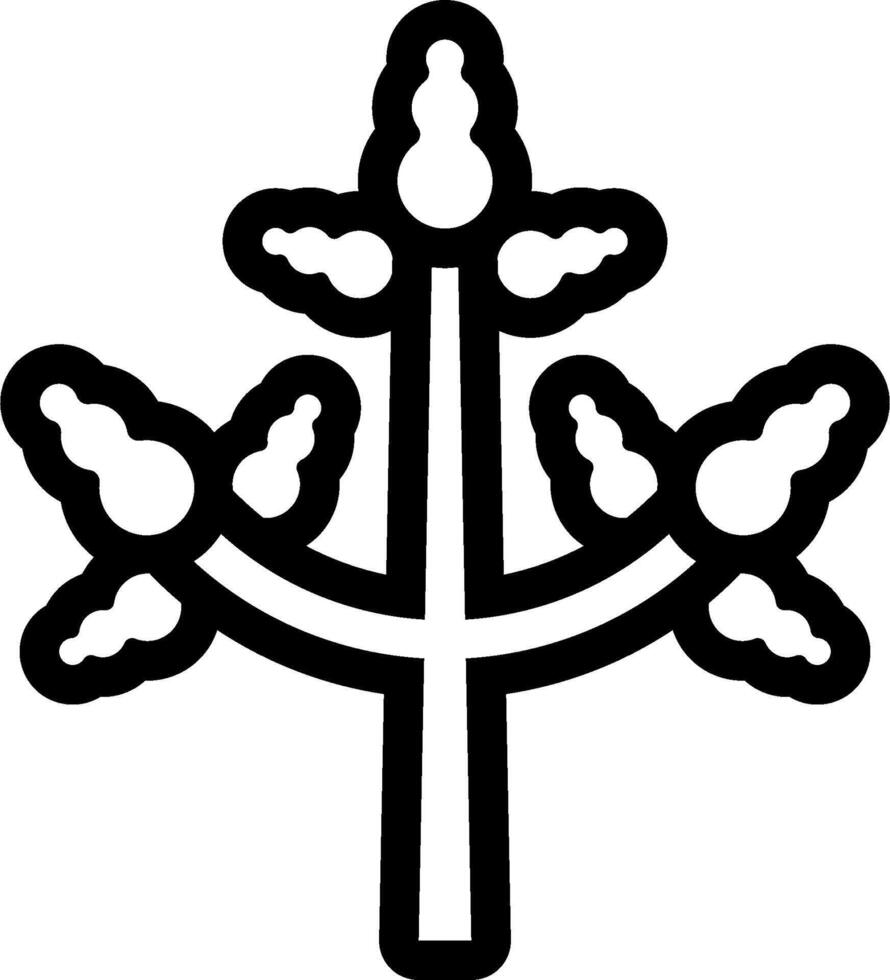 A black and white cross with leaves vector