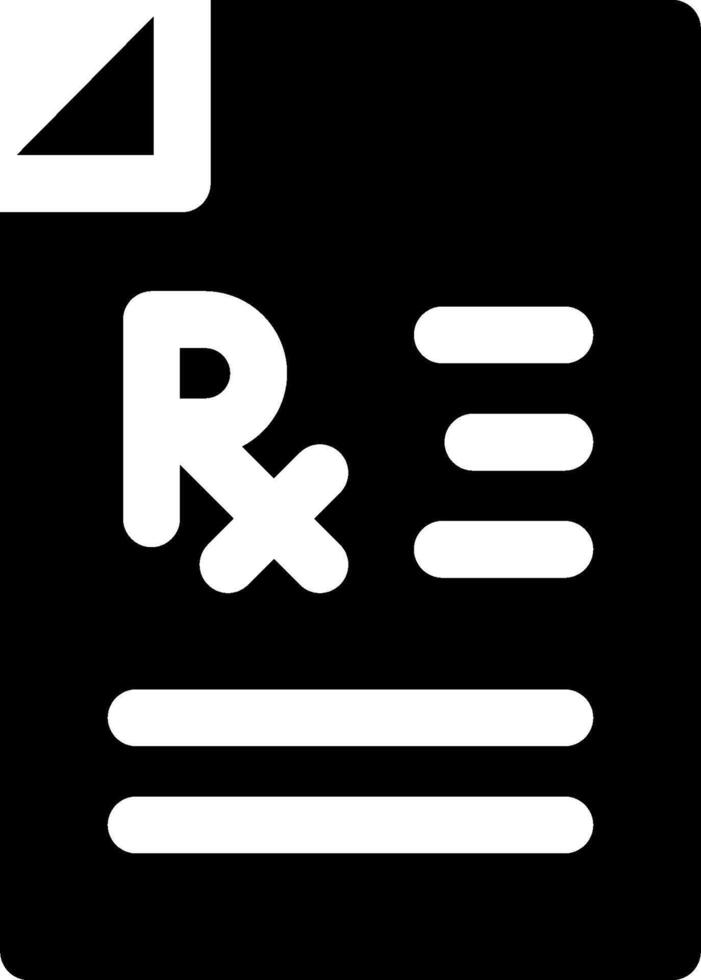 A black and white icon of a prescription vector