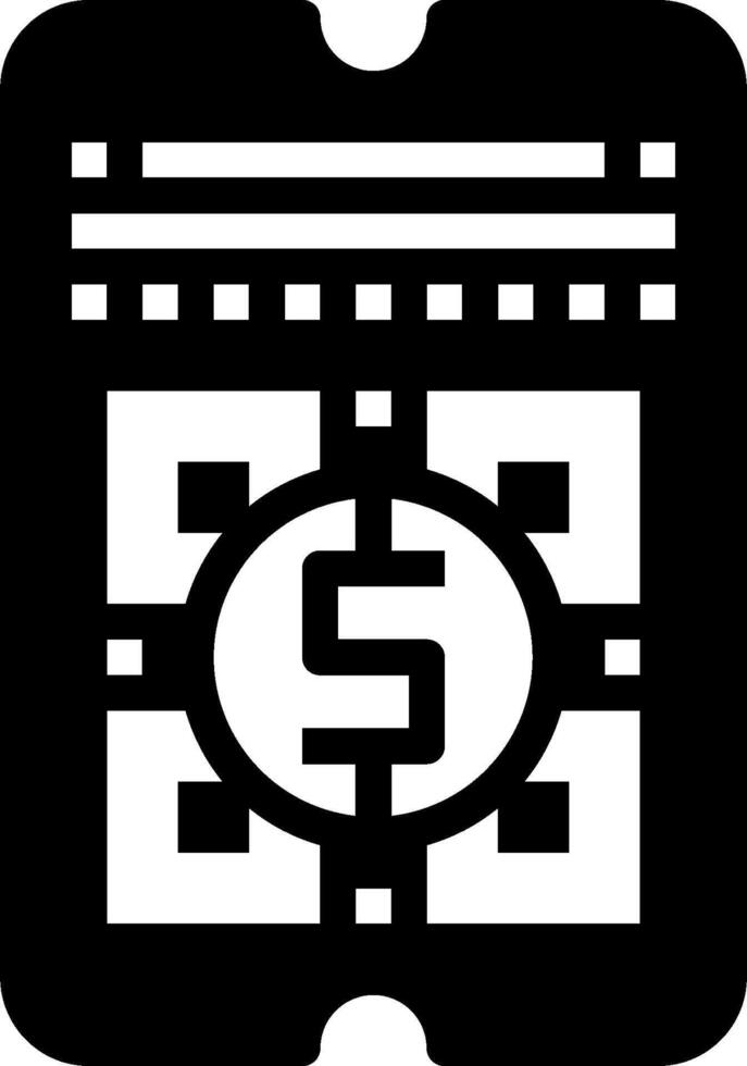 A black and white icon of a dollar sign vector
