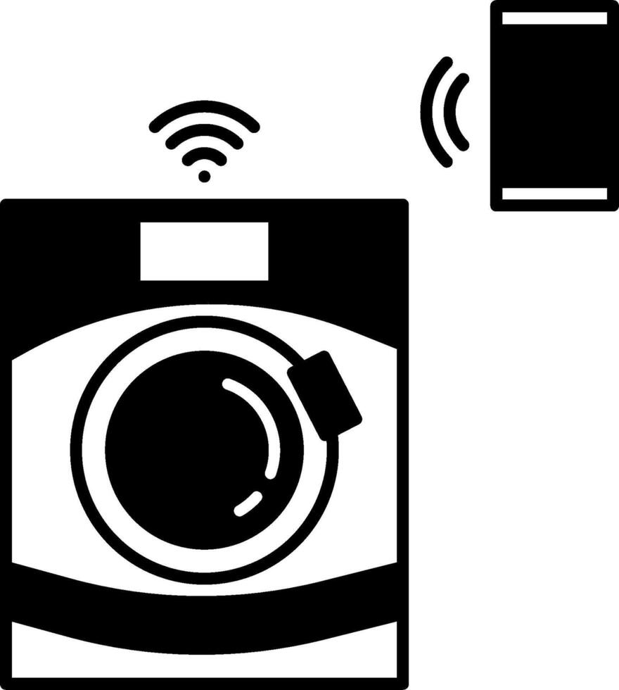 A washing machine with a phone and a wifi signal vector