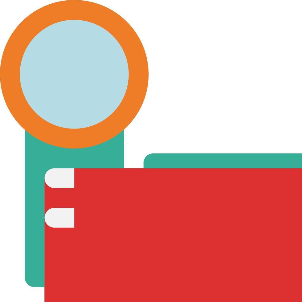 A red folder with a magnifying glass on top vector