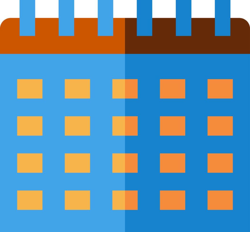 A calendar icon with a blue and orange square vector