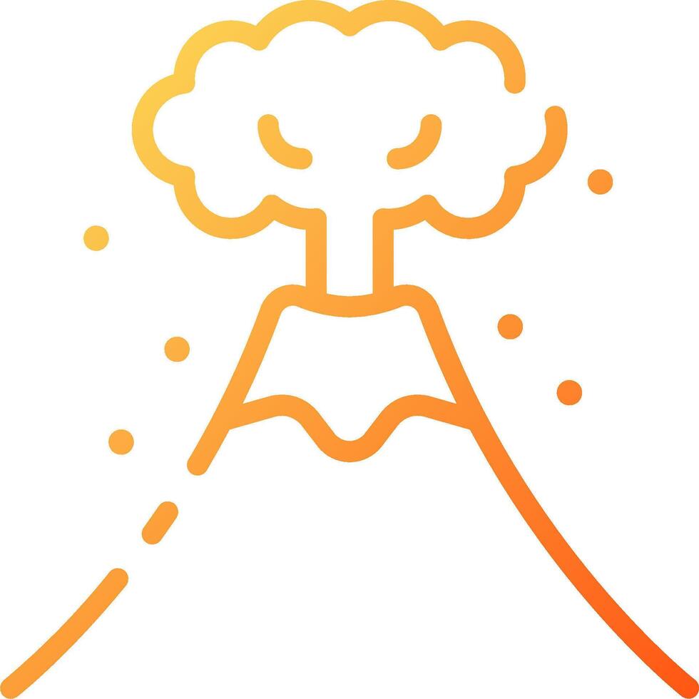 An orange icon of a volcano with a cloud coming out of it vector