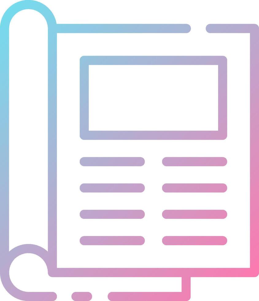 A newspaper icon with a scroll and a pen vector