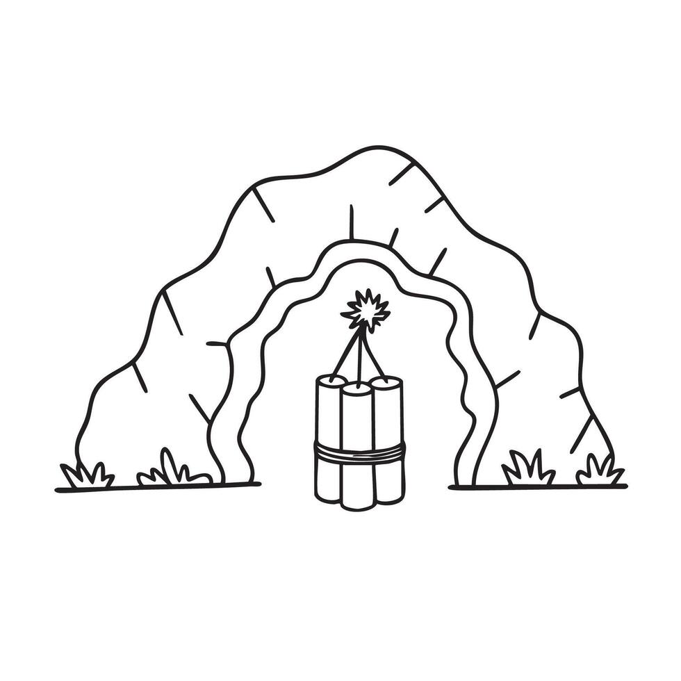 Dynamite positioned at the rocky cave vector