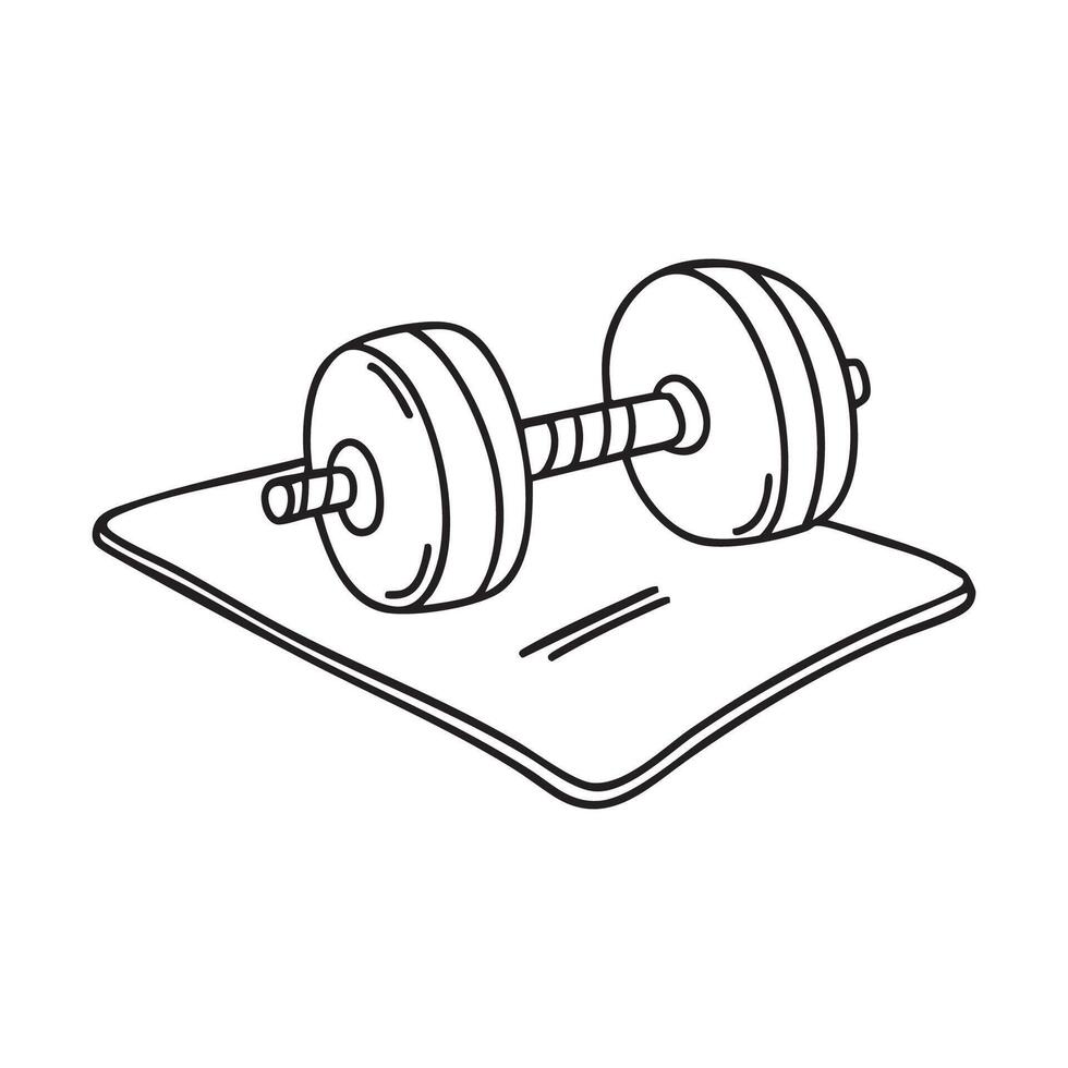 Dumbbell on a gym floor with a mat vector