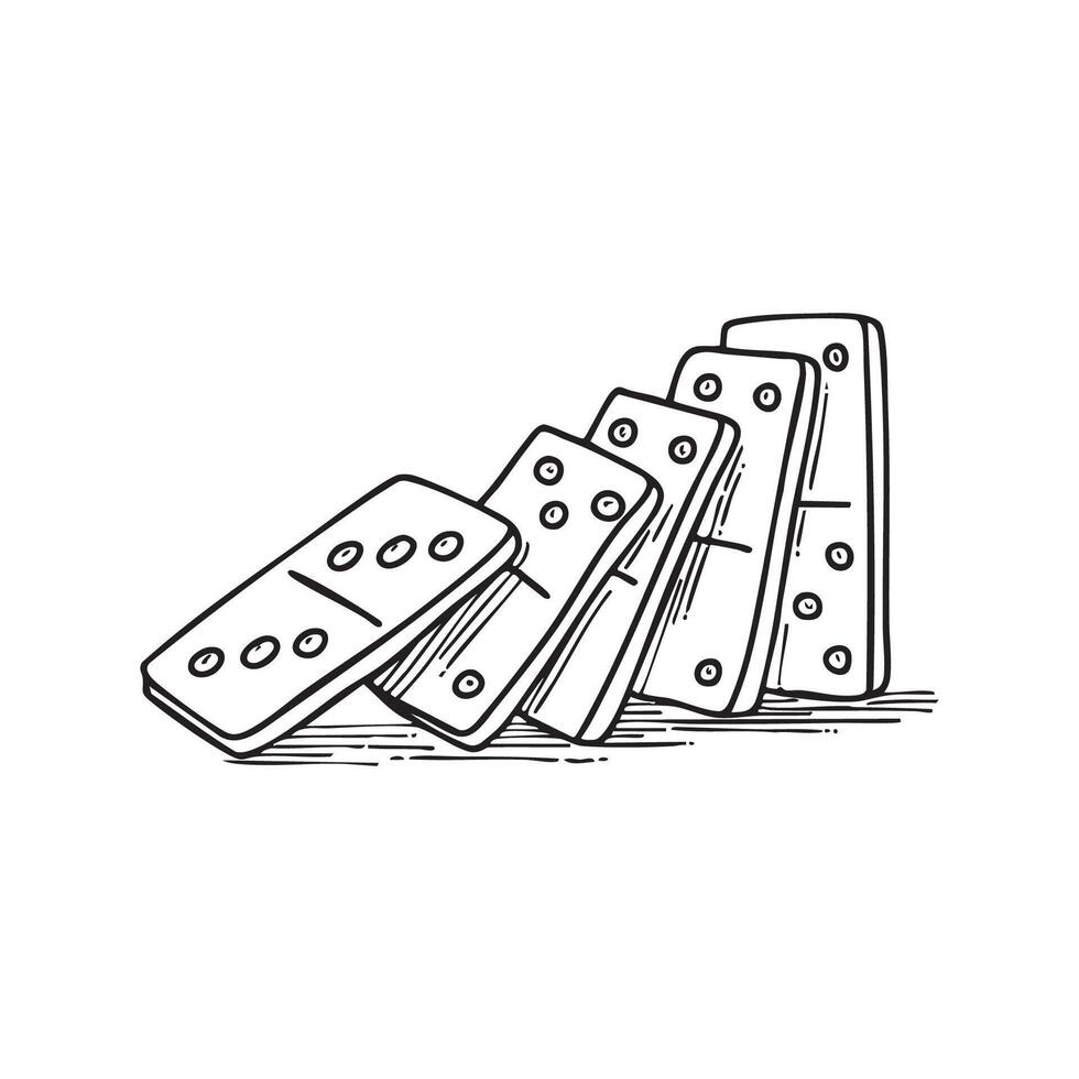 Domino cards toppled over in a chain reaction vector