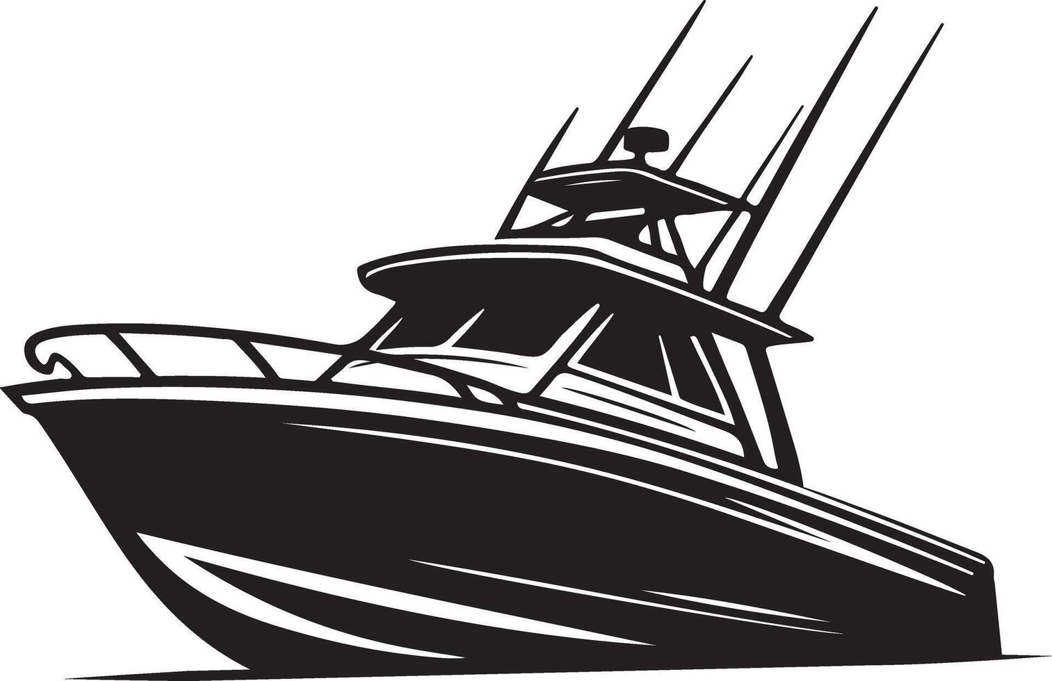 Fishing boat silhouette, black , color vector