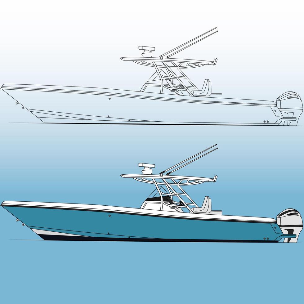 Fishing boat side view vector-art, illustration on background vector