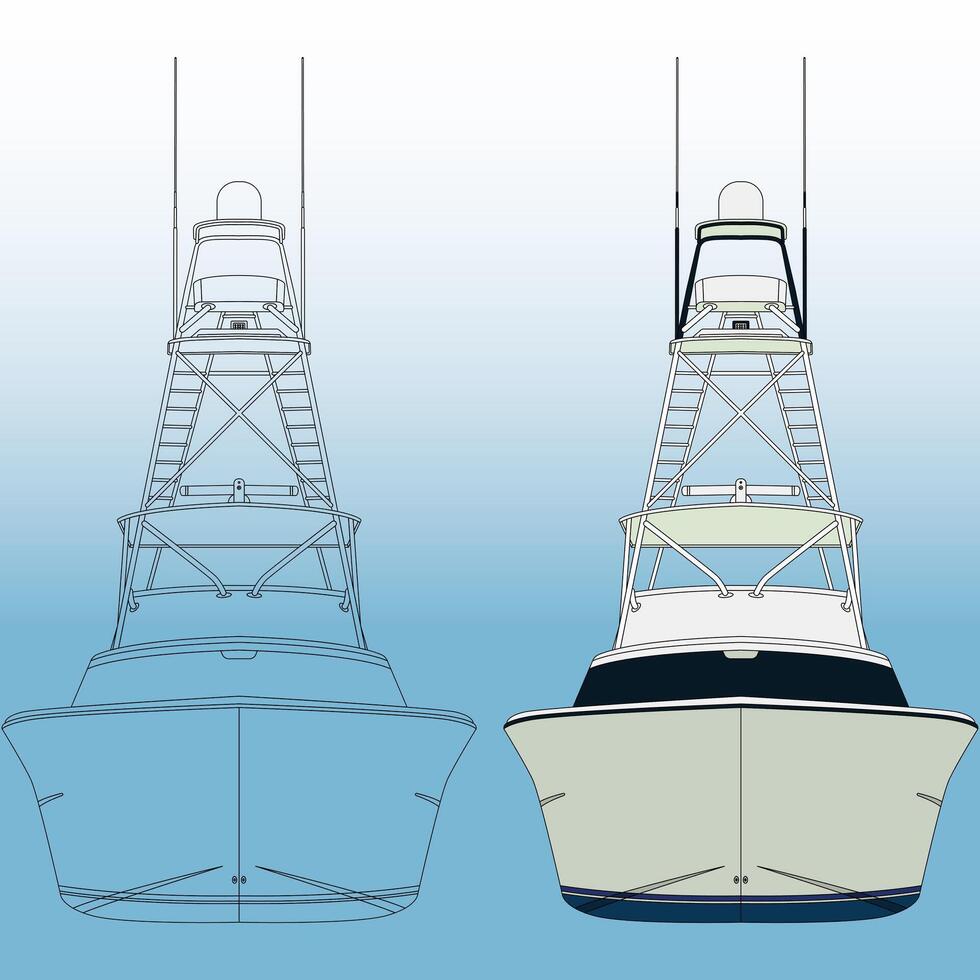 Front view boat, line, , illustration on background vector