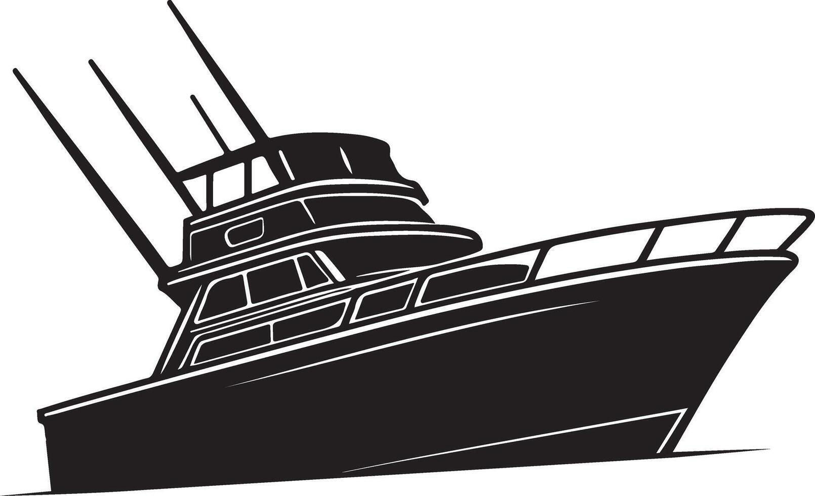 Fishing boat , silhouette, black color vector