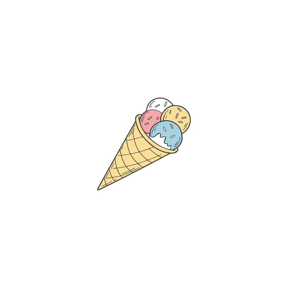 Ice cream icon in a waffle cone vector