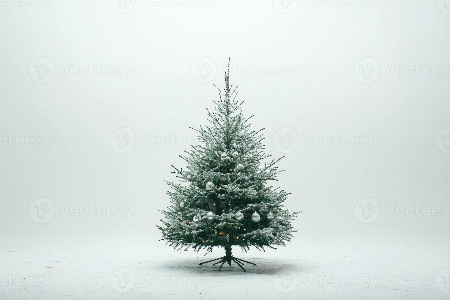 Decorated Christmas Tree on a Snowy Surface photo