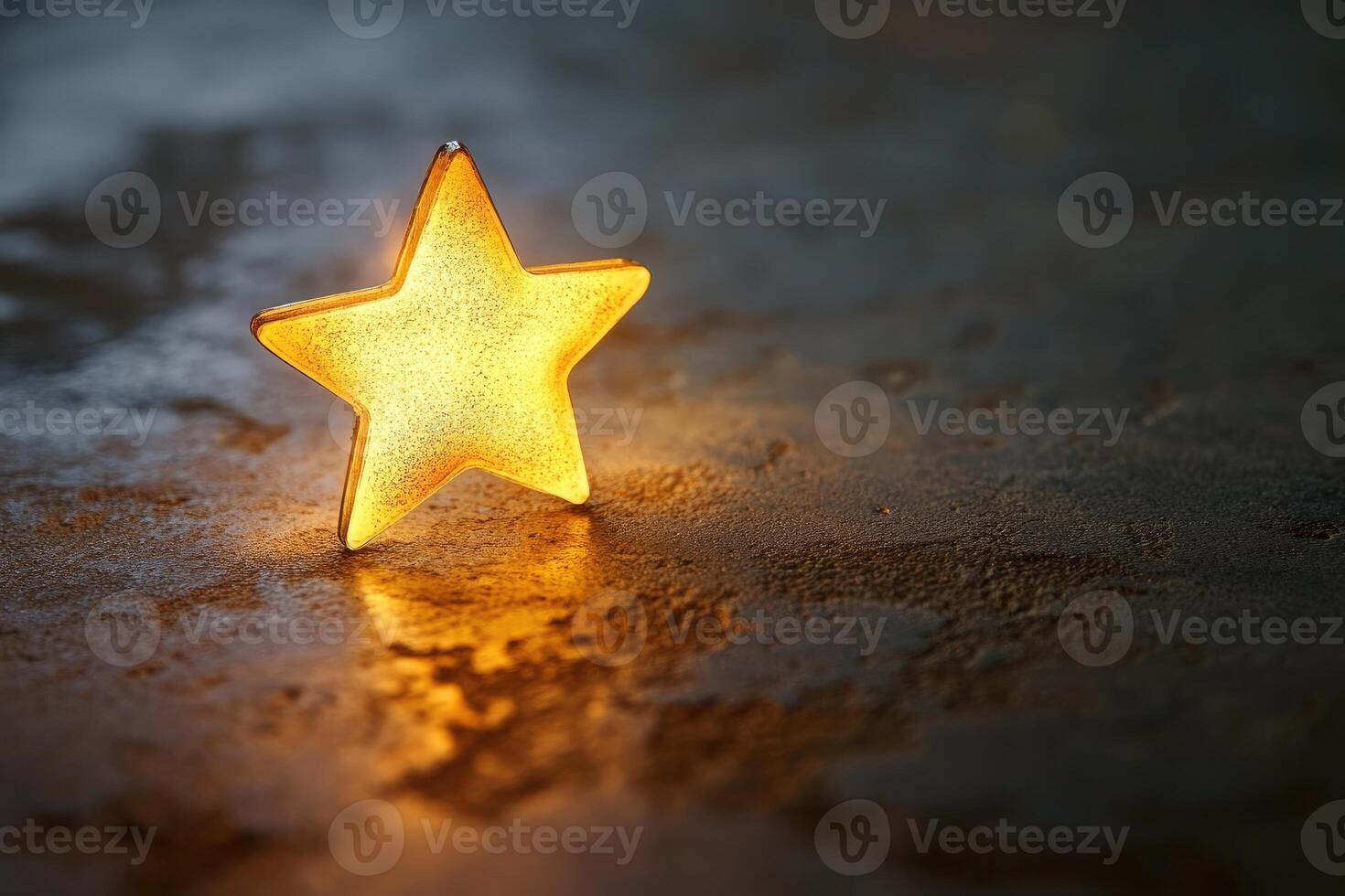 Glowing Golden Star on a Dark Surface photo