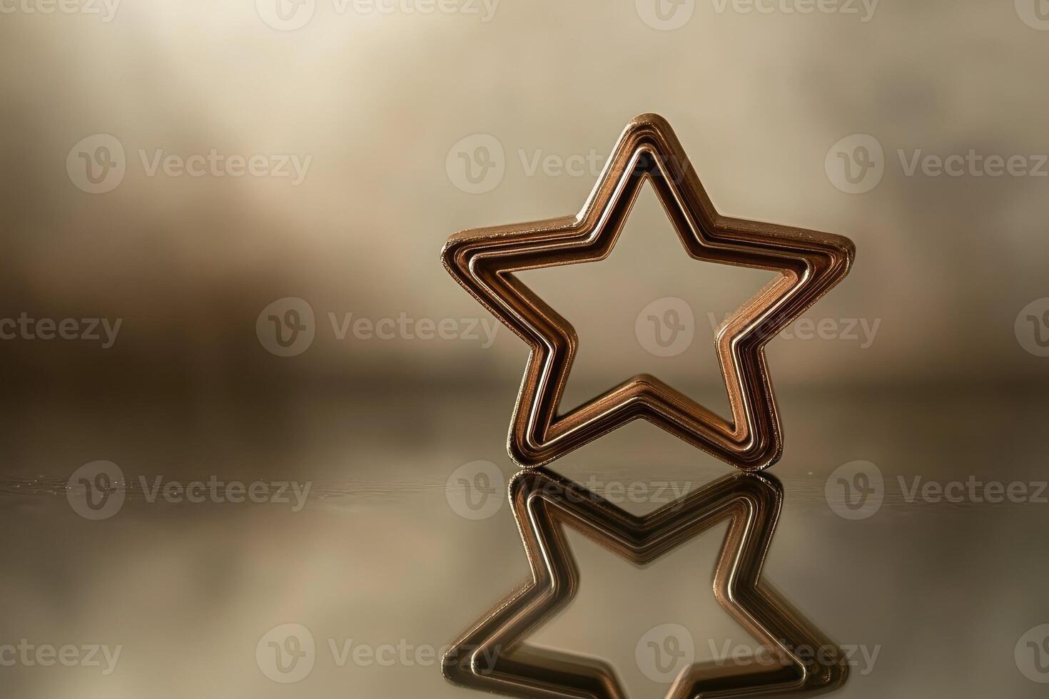 A Gold Star Reflecting on a Smooth Surface photo