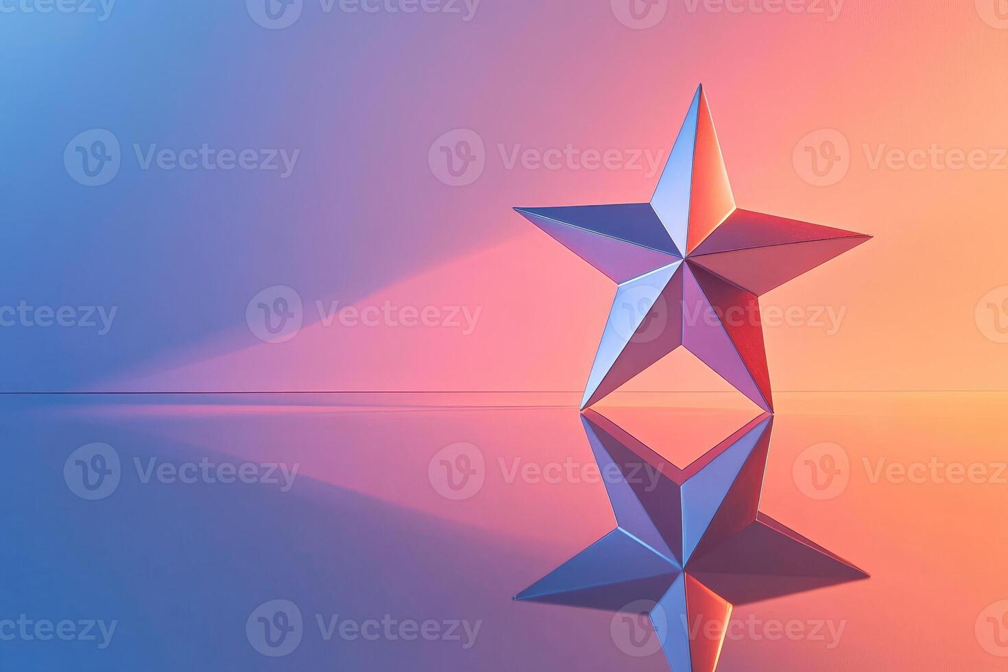 A Silver Star Reflecting on a Gradient Background photo