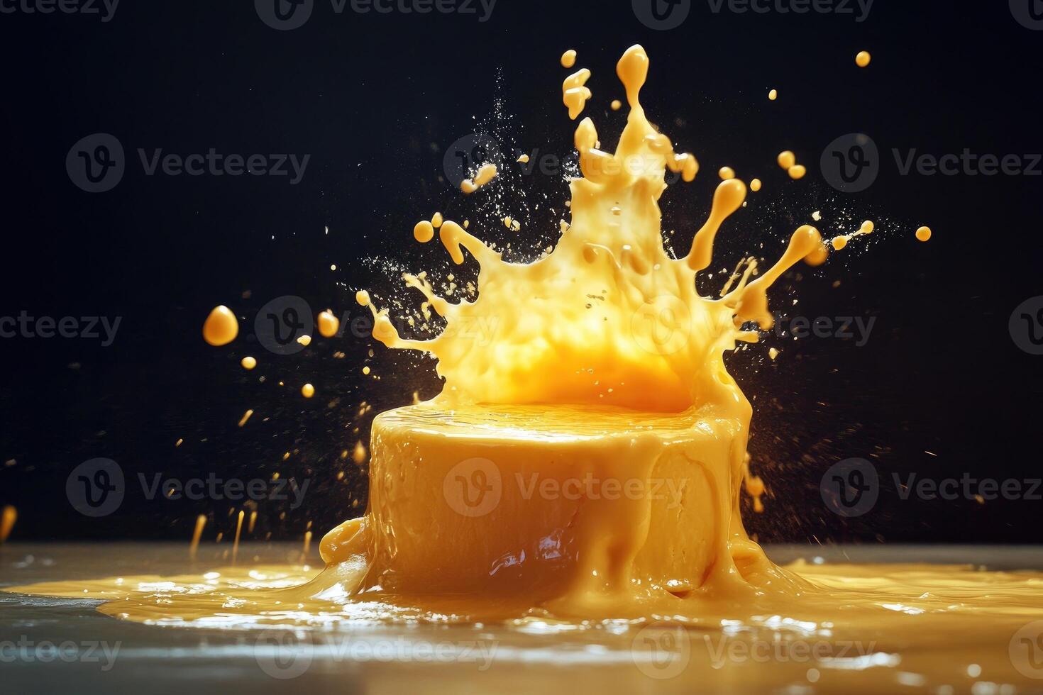 Golden Liquid Splashing and Forming a Crown-Like Shape photo