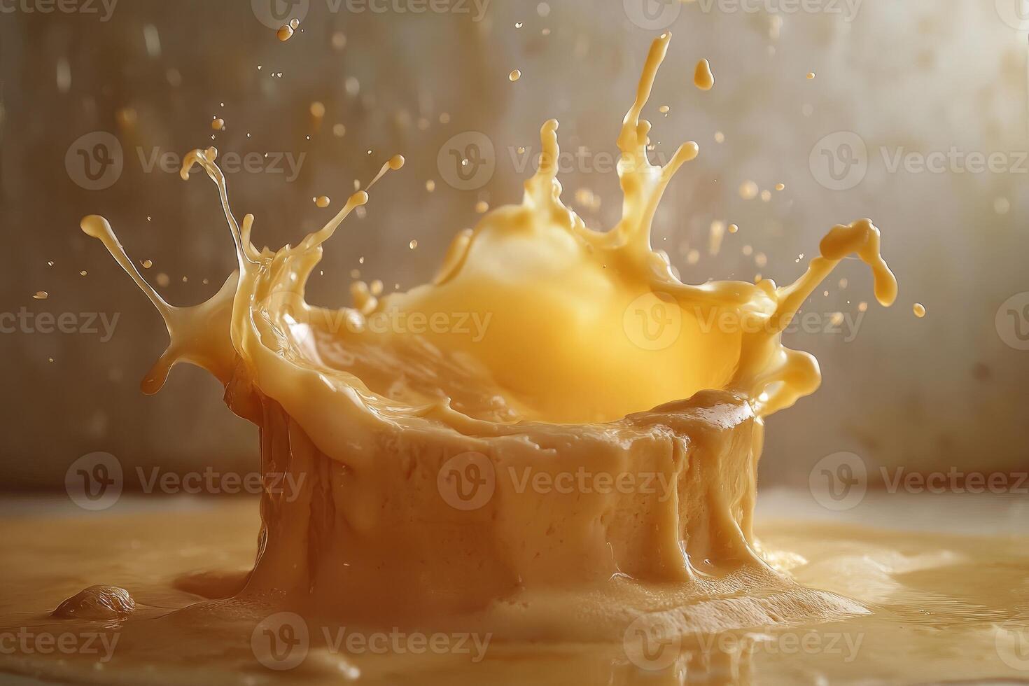 Golden Liquid Splash with a Circular Crown Formation photo