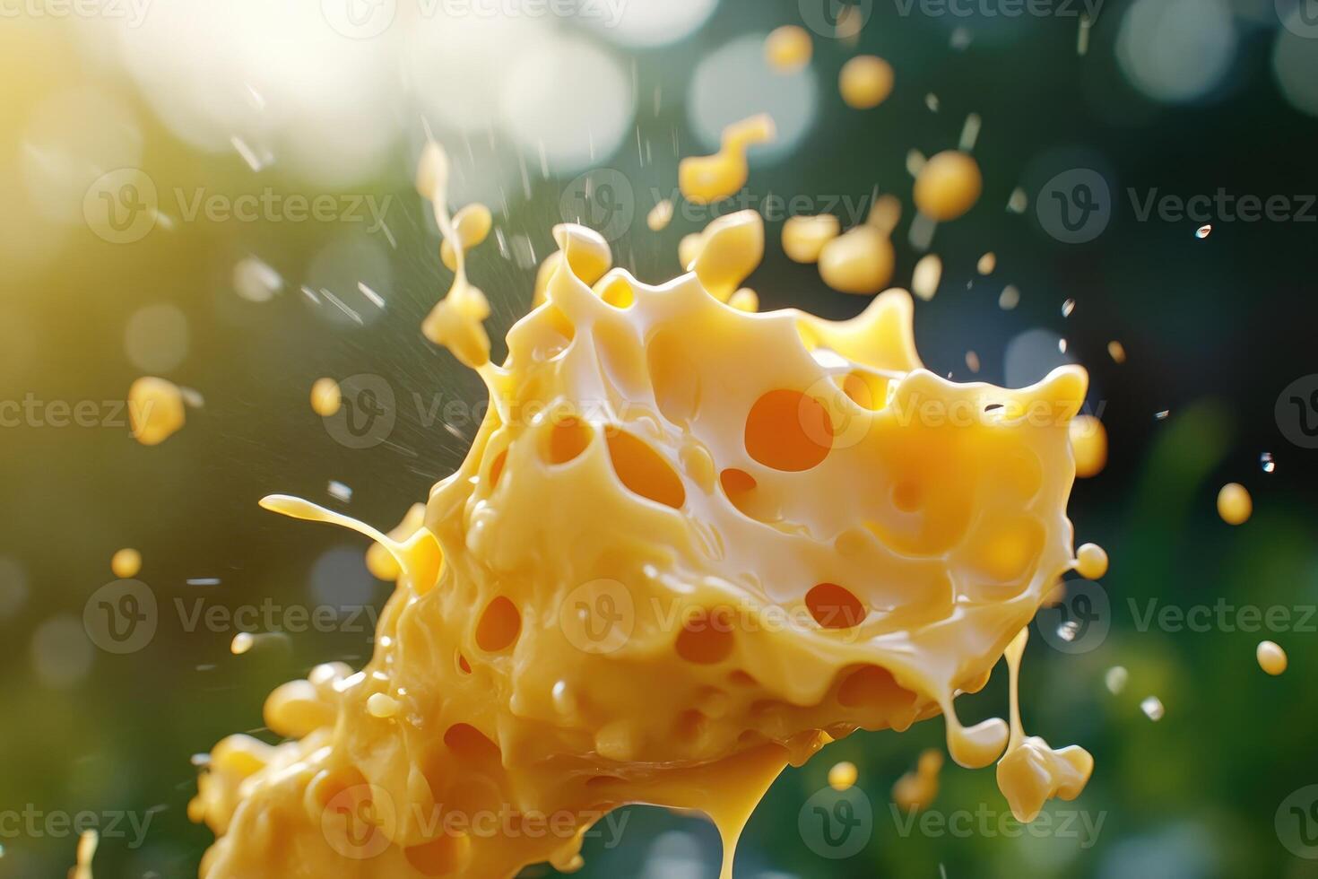 Yellow Liquid Splash with Holes and Dripping photo