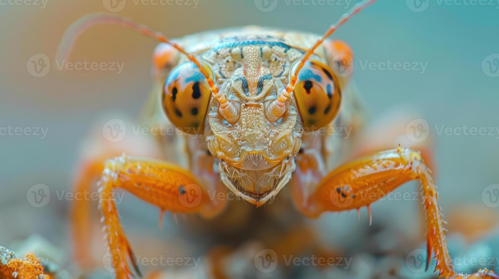 A close-up photograph of a red and black grasshopper showing its vibrant color patterns, photo