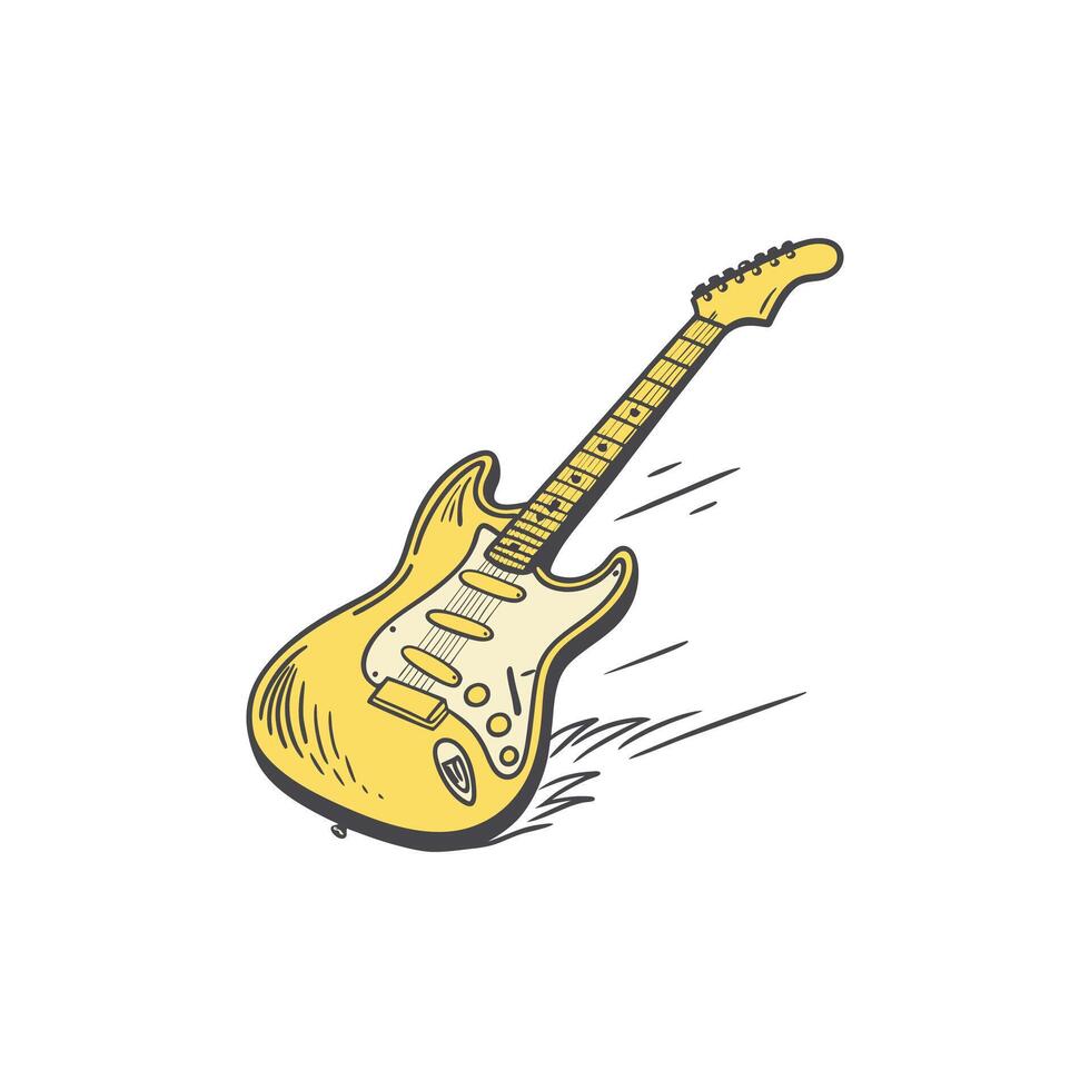 A drawing of a guitar on a white background vector