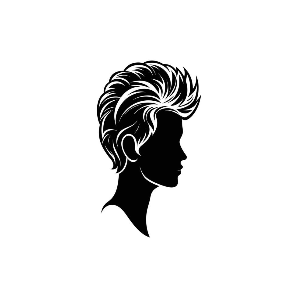 A silhouette of a woman's head with a short haircut vector