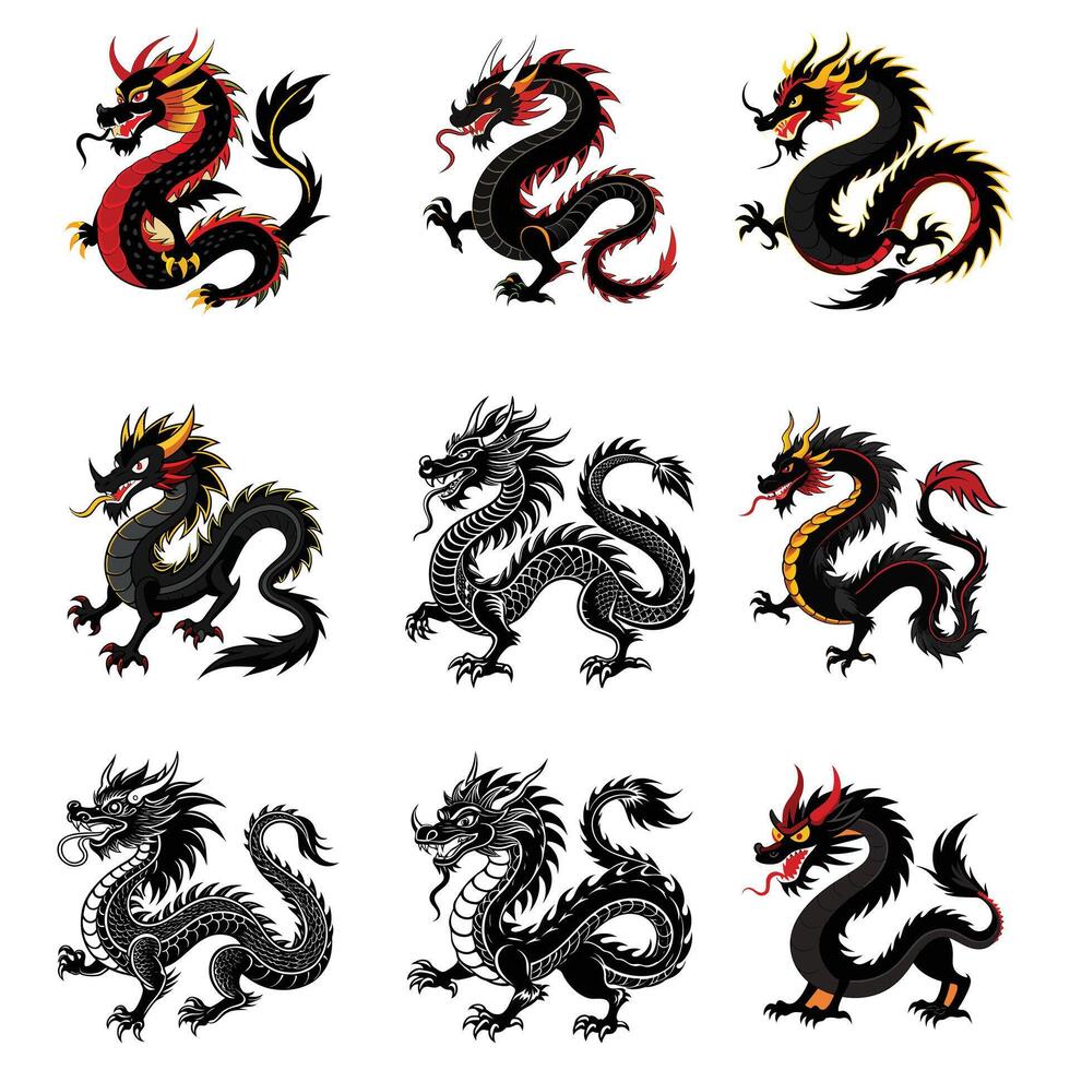 Chinese dragon set vector