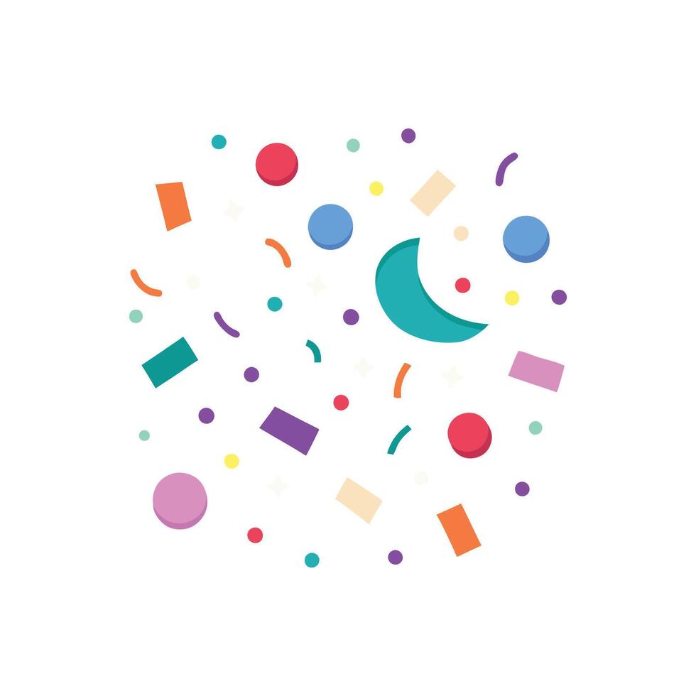 A colorful confetti and moon on a white background vector