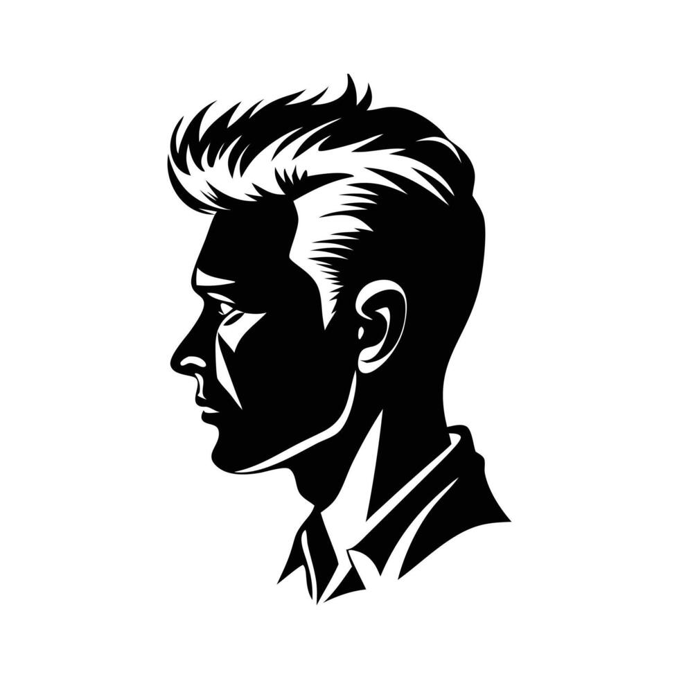 A man's head in silhouette with a mohawk haircut vector