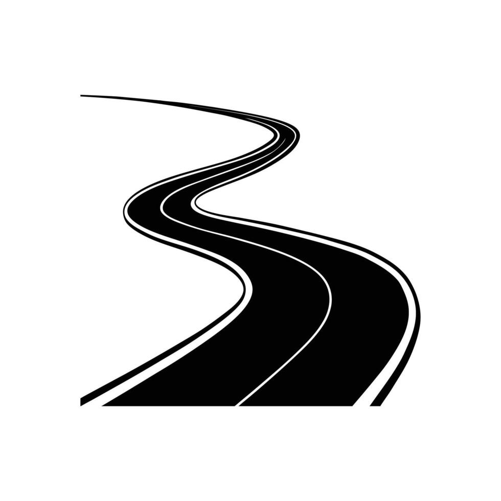 A black and white road with curves on it vector