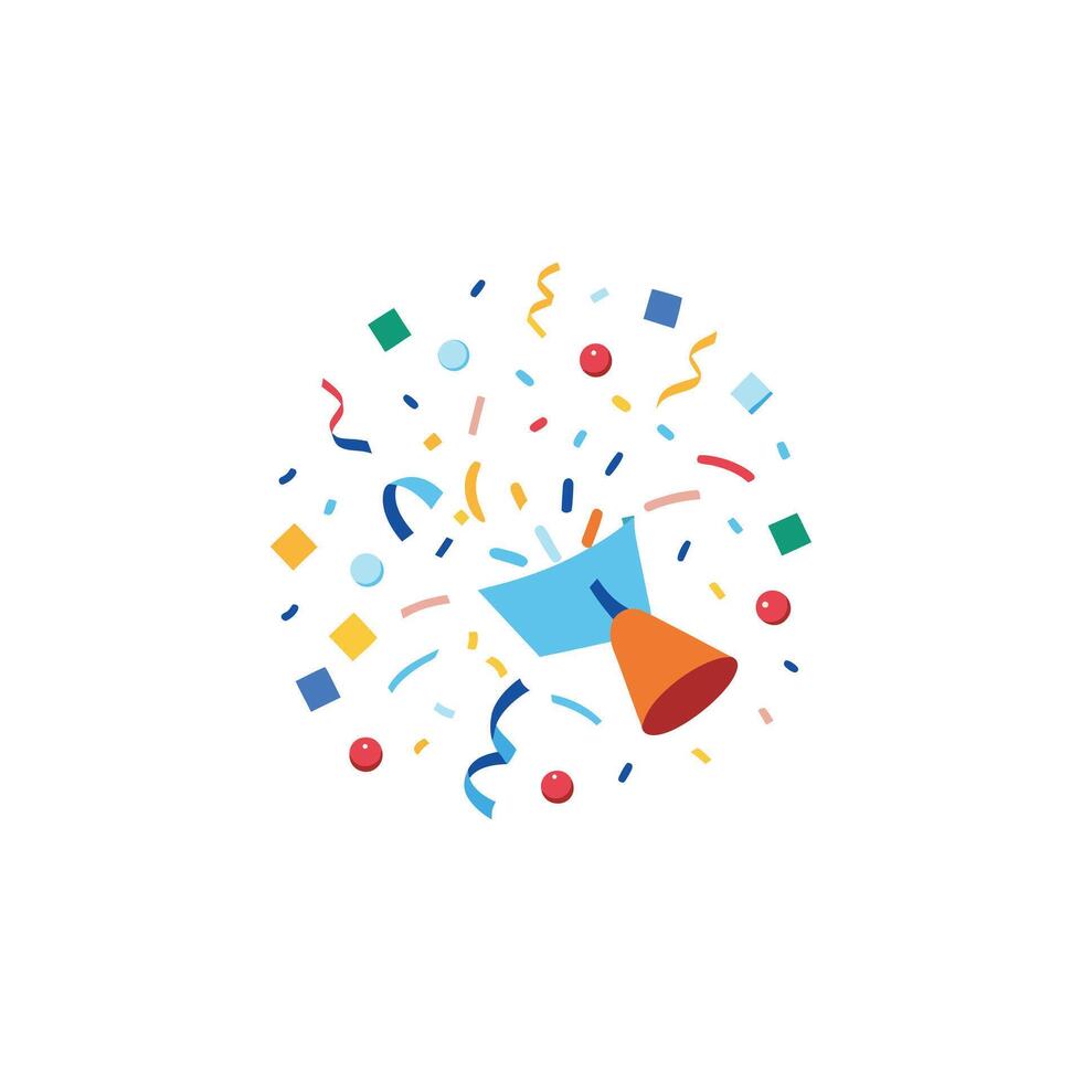 A colorful confetti and a party hat vector
