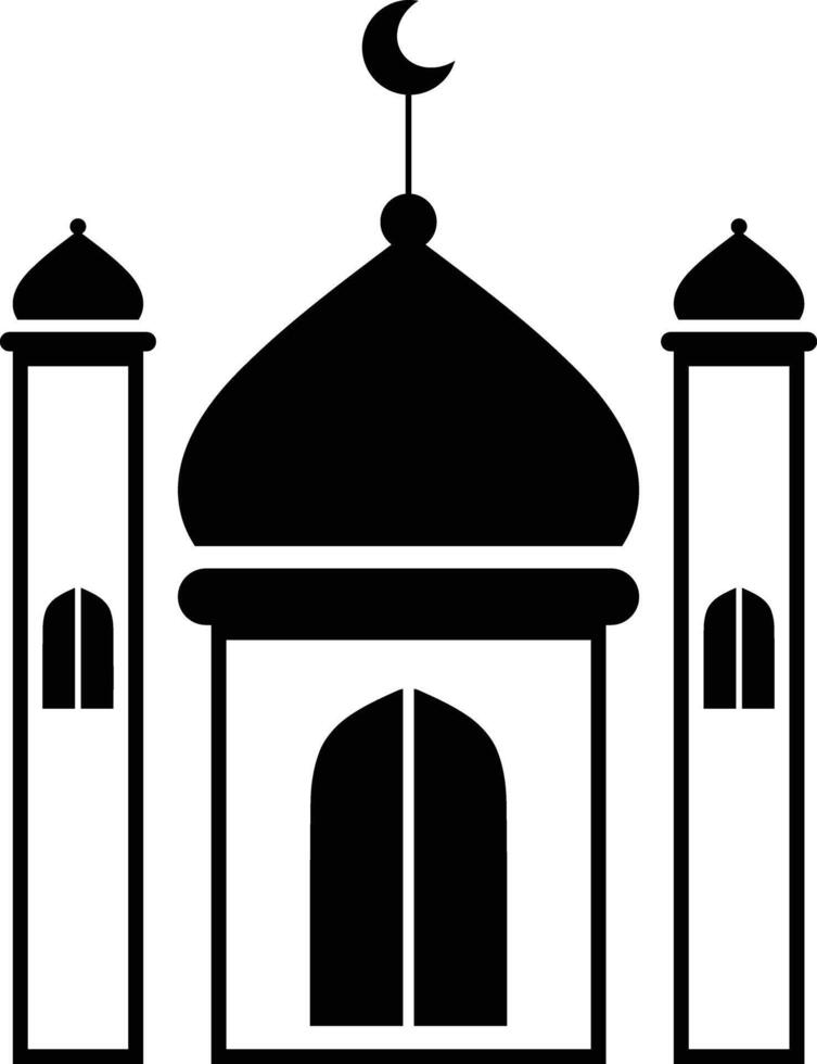 Simple black and white mosque icon. vector