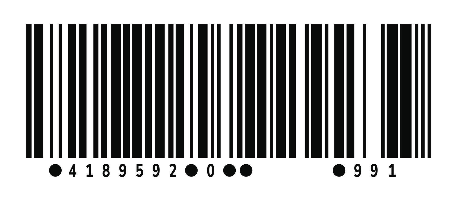 barcode with alternating black and white stripes, isolated on a white background. The barcode is long and thin, with a slight curve vector