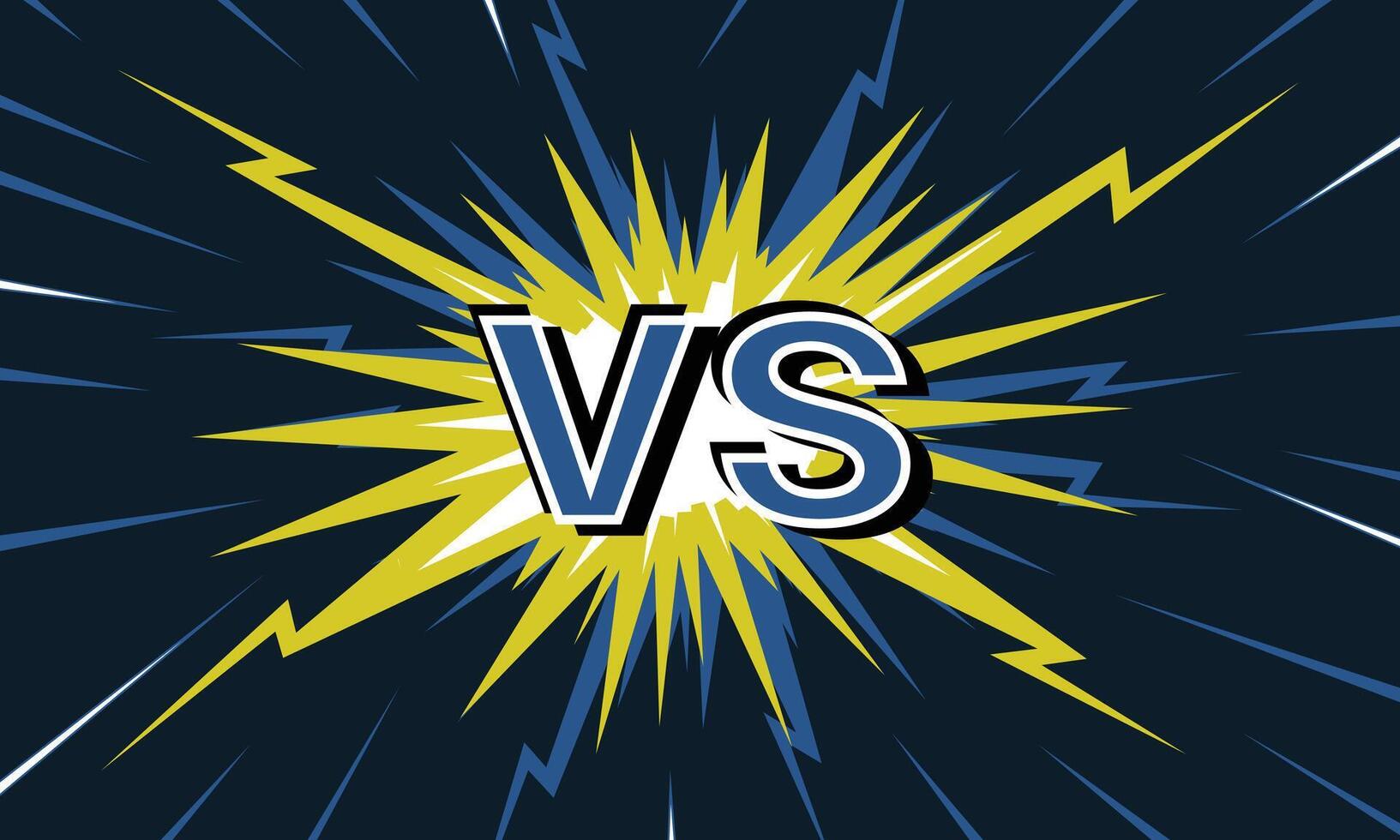 Epic Battle Showdown Versus Graphic Lightning Burst Showdown, explosion effect with lightning bolts radiating outward. Use electric blue and bright yellow vector
